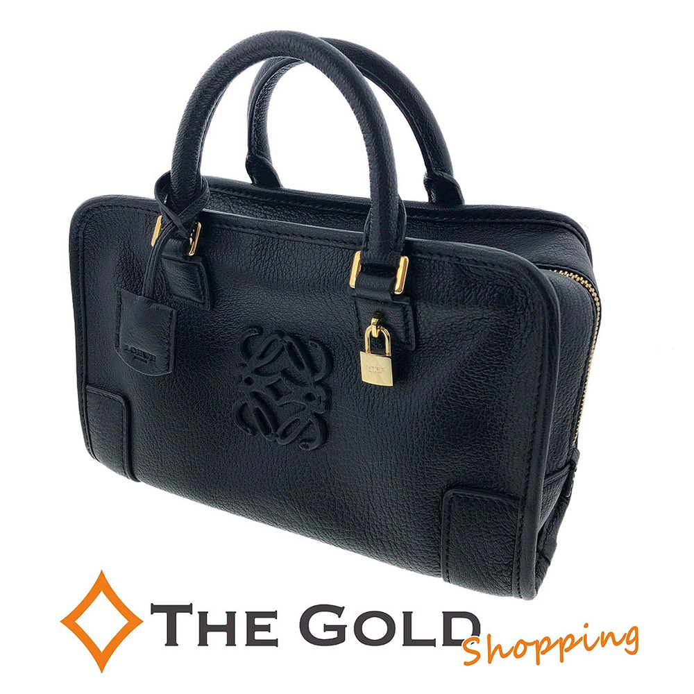 Loewe Amazona Goatskin Leather Top Handle Bag Anagram Black